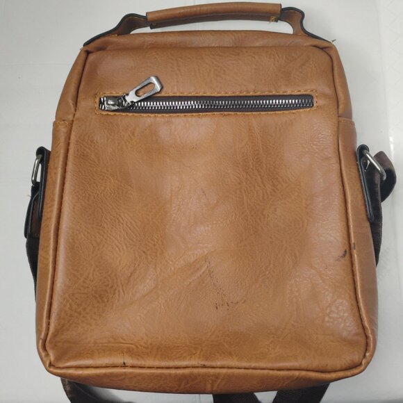 Weixier Men's Brown Leather Shoulder Travel Bag Crossbody Strap - Picture 5 of 9